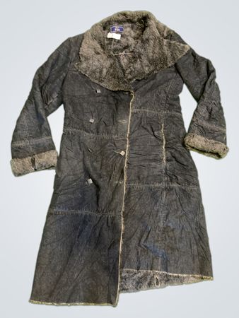 Manteau en denim Bleu de SXM avec col en fourrure
