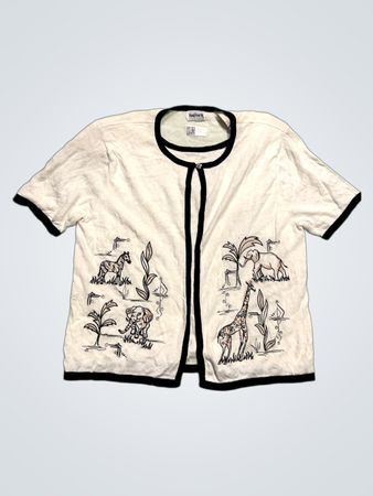 BonWorth Damen Kurzarm-Cardigan mit Tierstickerei