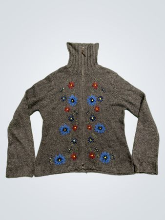 Route 66 Bestickter Zip-Up Rollkragenpullover