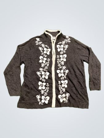 Fashion Bug Damen 18/20W grauer floral bestickter Zip-Up Pullover