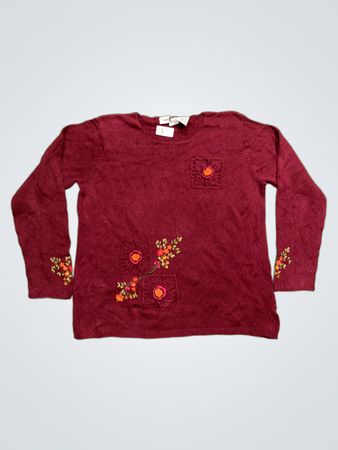 Hütte Bach Rot Gestickter Pullover