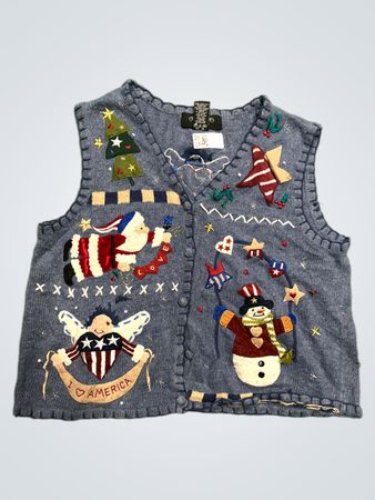 Segue Noel Damen patriotischer Weihnachtsmann Schneemann Engel Sweater-Weste