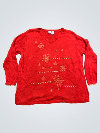 Roter Feiertagsedition-Pullover mit Schneeflocken