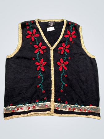 Studio Joy Schwarzes Floral Besticktes Weste