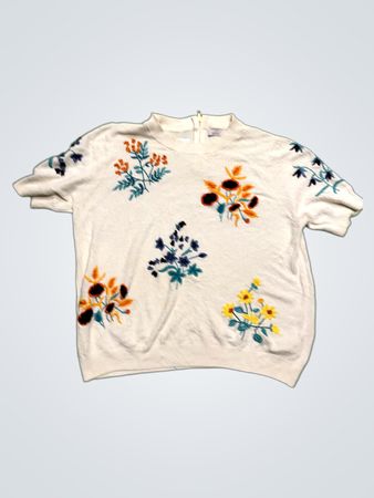 Per Una Damen Weiß Floral Besticktes Stricktop