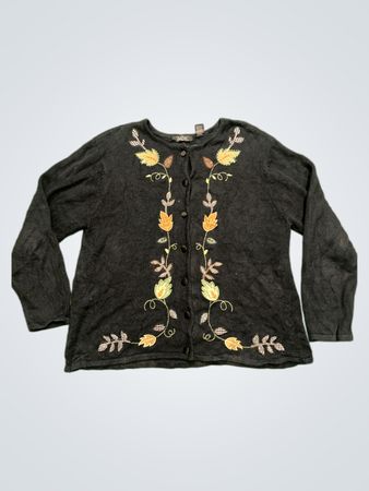 Crystal Kobe Schwarzer Bestickter Cardigan