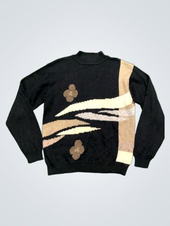 Noni-B Schwarzer Pullover mit Mock-Neck und abstraktem Muster