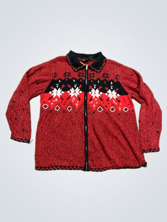 ERIKA WOMAN Schneeflocken-Print Reißverschluss-Front Cardigan