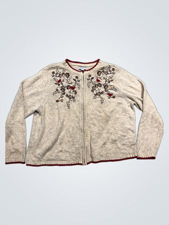 Croft & Barrow Petite Bestickter Reißverschluss-Cardigan