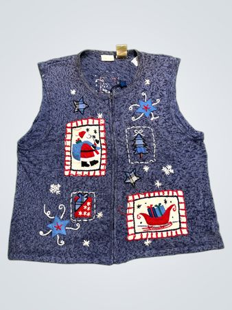 Bobbie Brooks Damen Blau Ärmelloses Weihnachtsweste