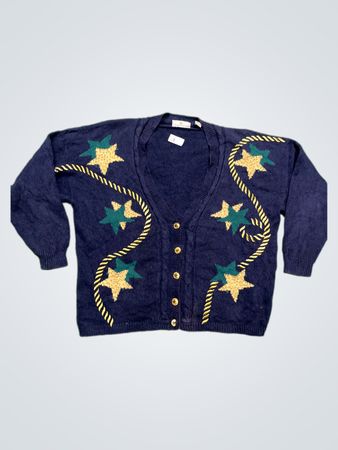 Maggie Lawrence marineblauer Cardigan mit Stern- und Seil-Design
