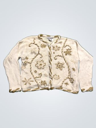 EPOCH KNITWEAR Damen weißer Perlen-Cardigan