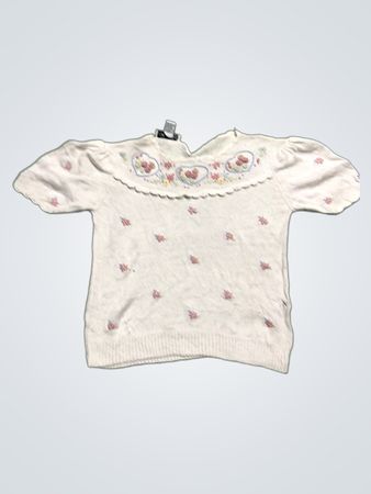 Privates Fest Weißer Pullover mit Blumenstickerei
