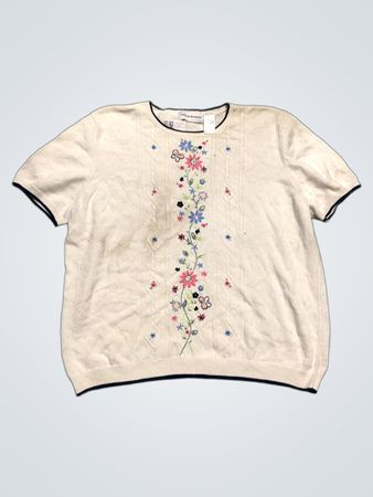 Alfred Dunner Damen Besticktes Blumenstrickoberteil