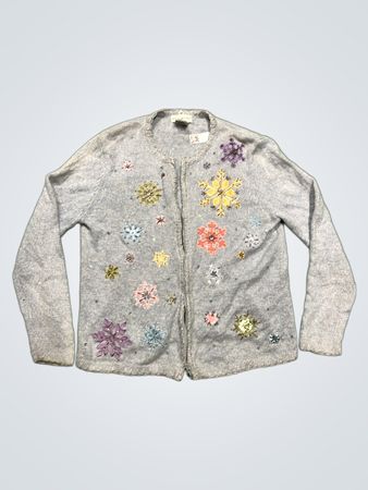 White Stag Damen Blau Heather Ramie Baumwollmischung Schneeflocken Cardigan