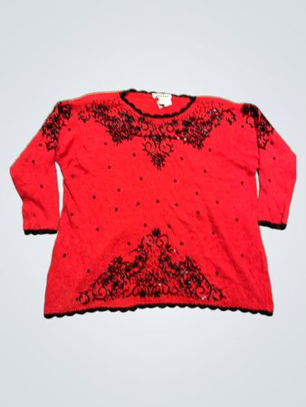 WORK IN PROGRESS WOMAN Roter Perlenpullover