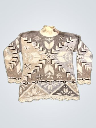 S T Y L E New York Damen Pullover mit Stehkragen und geometrischem Strickmuster