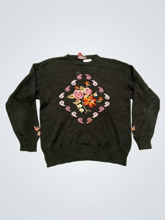 Suzanne Schwarzer Floral Bestickter Pullover