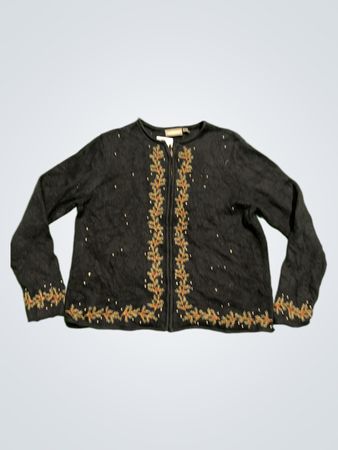 croft & barrow bestickter Reißverschluss-Cardigan
