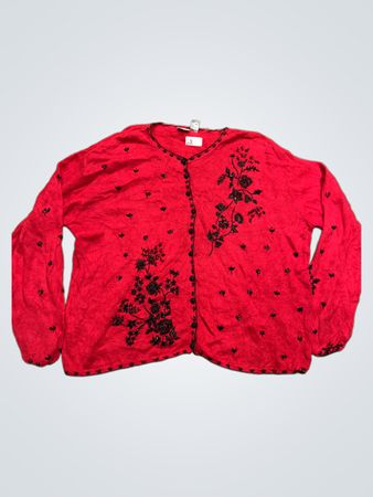 Carolina Colours Roter Blumen-Cardigan
