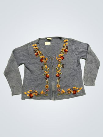 Classic Elements Petite Blue Bestickter Reißverschluss-Cardigan