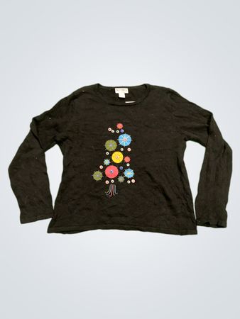 NorthStyle Schwarzer Langarmpullover mit Baumdesign
