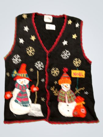 Christmutscher Weihnachtsweste mit Schneemännern und Noel-Schild