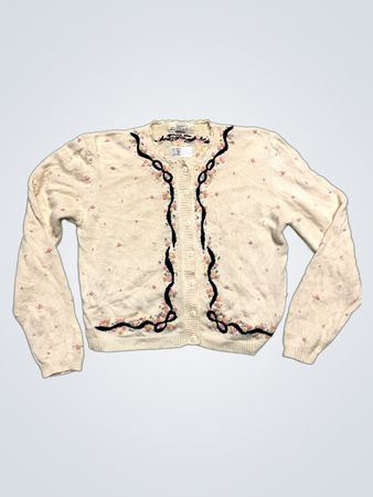 Petite Illusions Cream Bestickter Cardigan