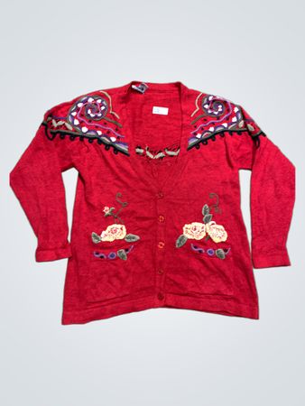 NAPA VALLEY Rot gestickter Cardigan