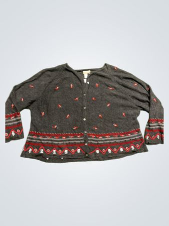 Coldwater Creek Damen Grauer Bestickter Cardigan Größe 3X