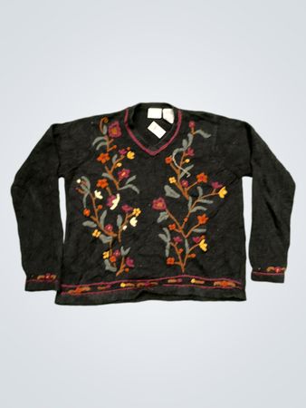 Bobbie Brooks Damen Kleine Ramie Baumwolle Bestickter Pullover