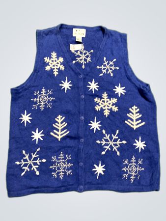 Die Quaker Factory Blaue Schneeflocken-Weste