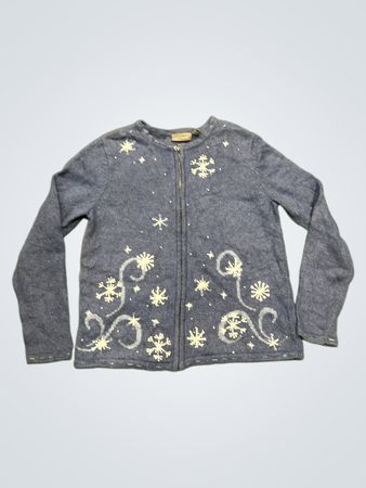 Blauer Schneeflocken-Cardigan