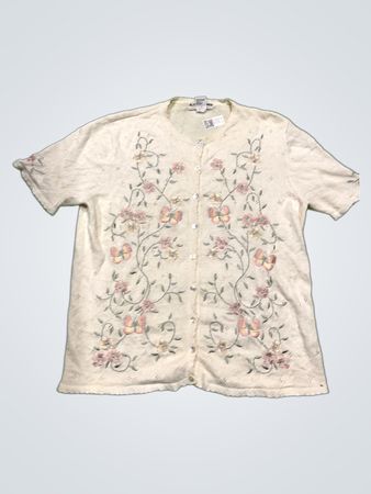 Alfred Dunner Damen Bestickter Schmetterling und Blumen Cardigan