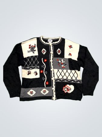 KORET Women's Patchwork Cardigan Sweater XL 70% Acryl 30% Wolle