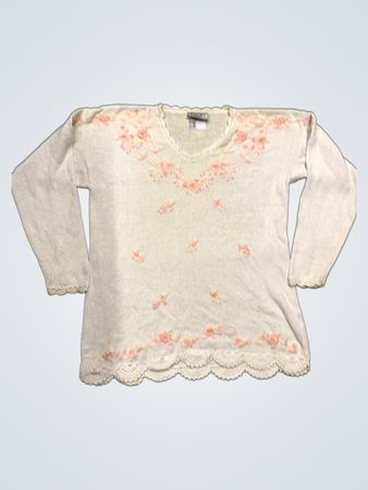 HONEY FREE SIZE Sweater mit floralem Stickerei