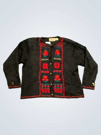 Tally-Ho Schwarz Bestickter Cardigan