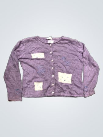 Christopher & Banks lila Strickjacke mit Applikationen