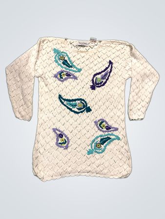 Diane Von Furstenberg die Farbeherrschaft weiße Strickpullover mit Paisleymuster