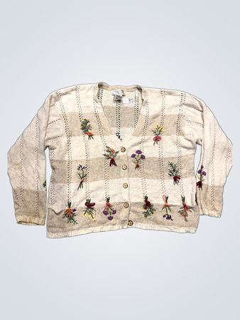Mandal Bay Damen Bestickter Gestreifter Cardigan