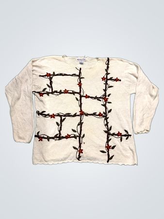 Westport Ltd. Damen Weiß Floral Strickpullover
