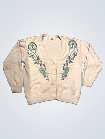 Alfred Dunner Pink Paisley Bestickter Cardigan