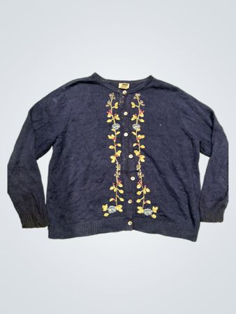 Classic Elements Frau Marineblauer Bestickter Cardigan