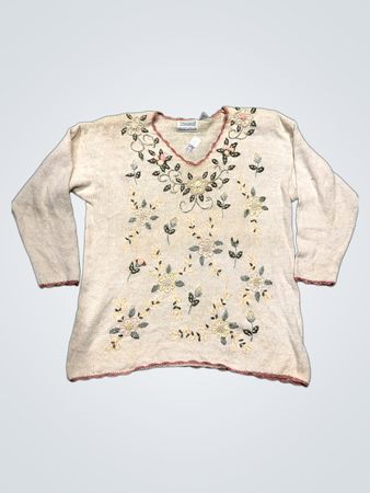 Shenanigans Damen Cream Bestickter Pullover