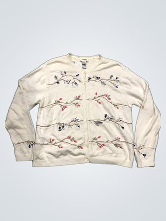 Talbots Damen Creme Bestickter Cardigan