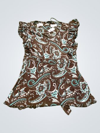 Okay Paisley Print Ruffle Sleeve Top