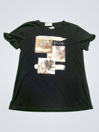 Schwarzes T-Shirt mit Grafikdruck und Text "limited edit