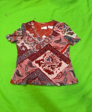 TAIFUN COLLECTION Damen Kurzarm Oberteil mit Paisleymuster
