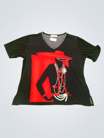 ELI NEWYORK Schwarzes T-Shirt mit rographischer Modegrafik