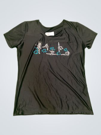 Schwarzes T-Shirt mit Strassgrafik